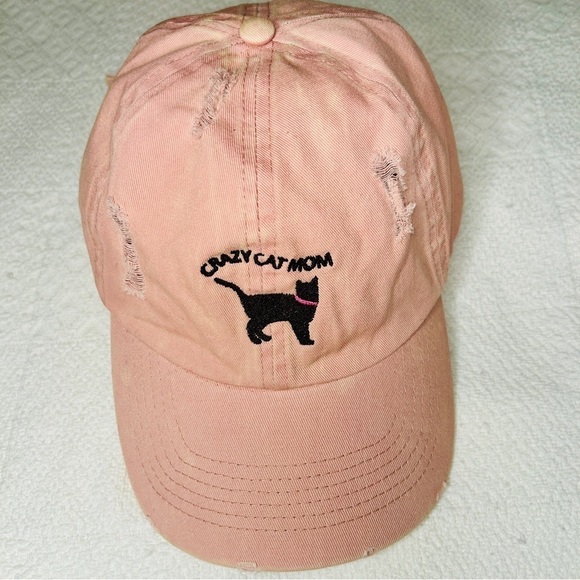 Cap Crazy Cat Mom Pink Cotton Hat Strapback Adjustable David and Young Brand - Picture 5 of 11